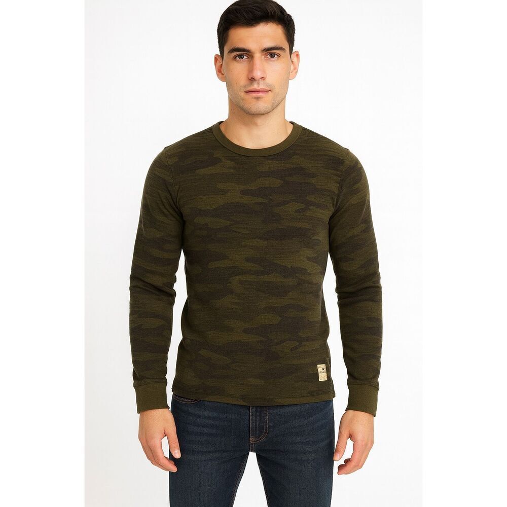 Hollister camouflage Green Long Sleeve Tee Performance Fit 100% Cotton size M